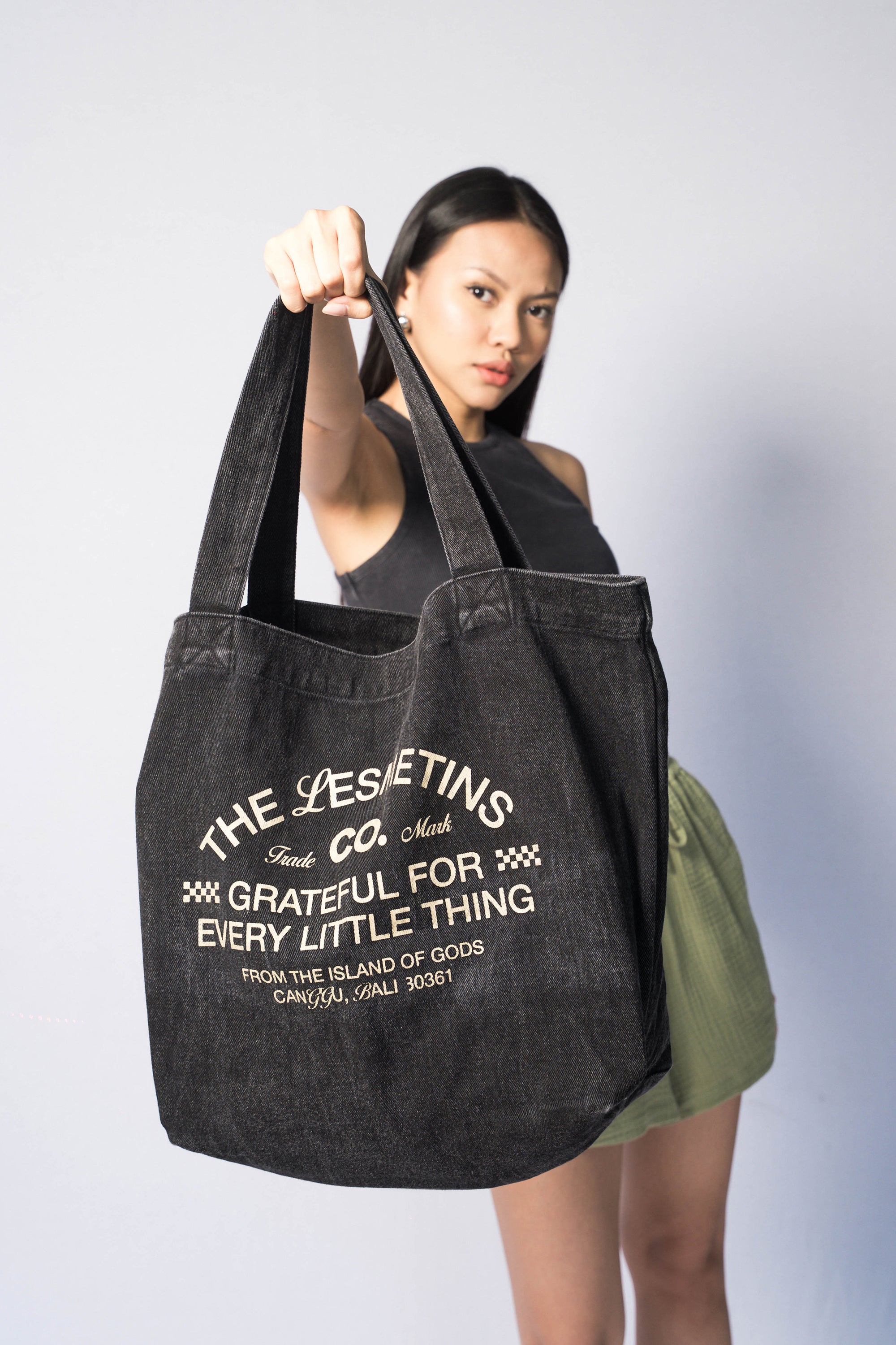 PALACE Black Wash Cotton Canvas Totebag