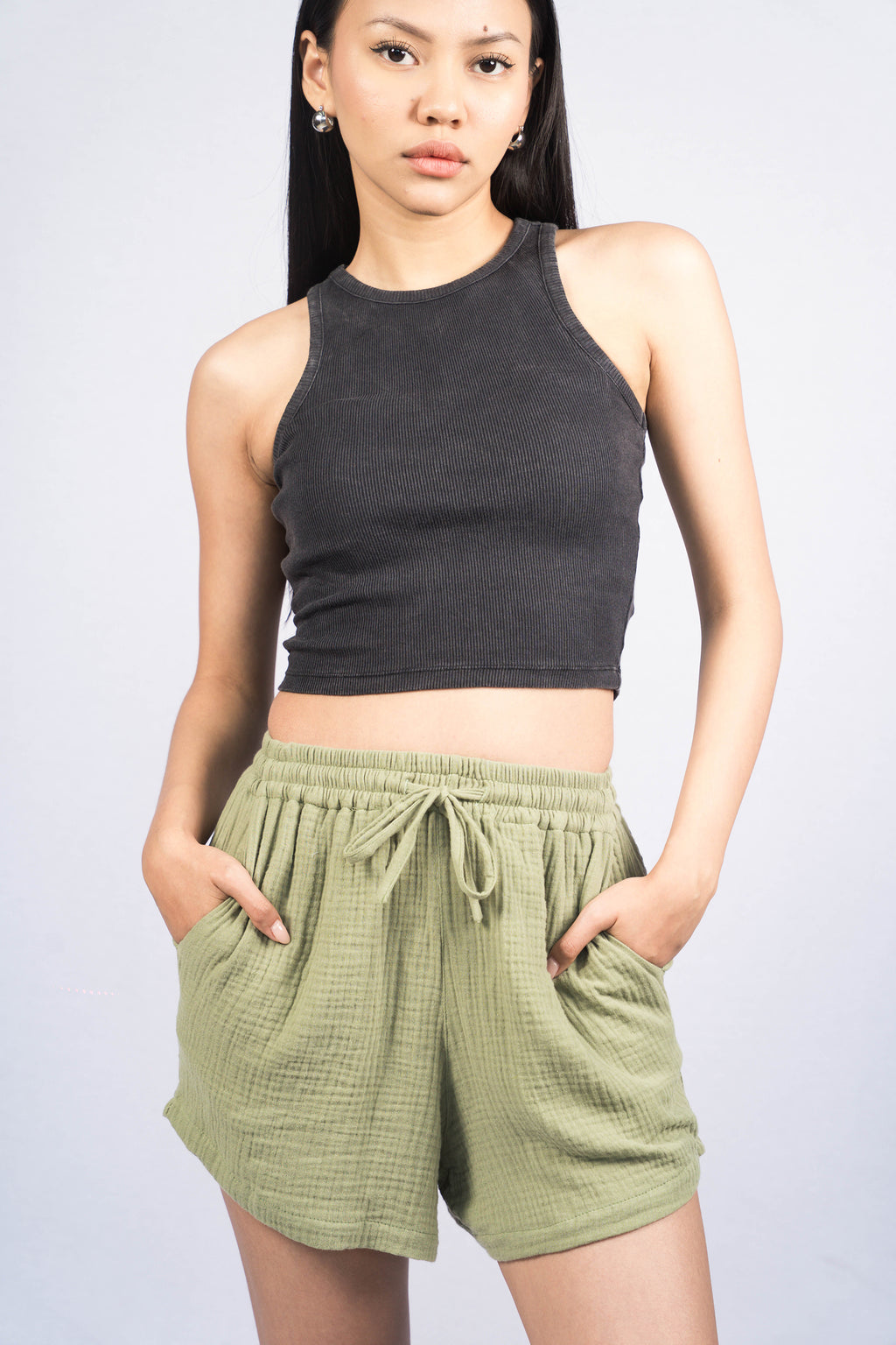 LISA Charcoal Wash Regular-Fit Ribbed Tank