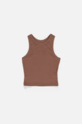 LISA Dark Brown Regular-Fit Ribbed Tank