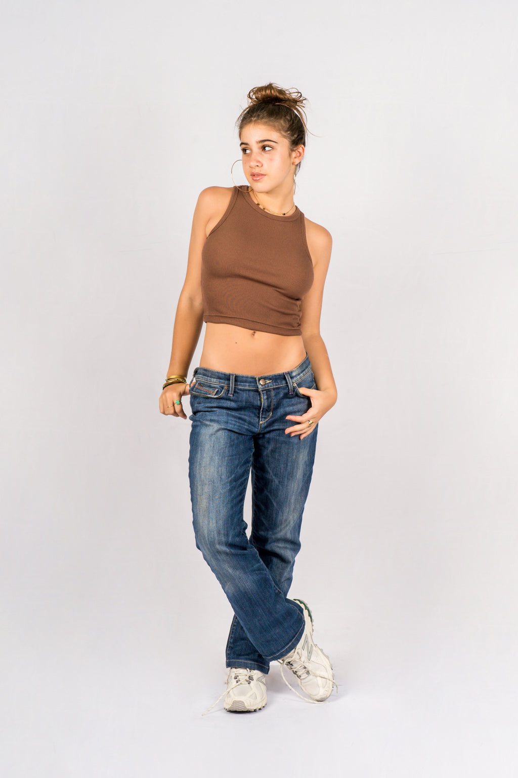 LISA Dark Brown Regular-Fit Ribbed Tank