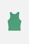 LISA Light Green Regular-Fit Ribbed Tank