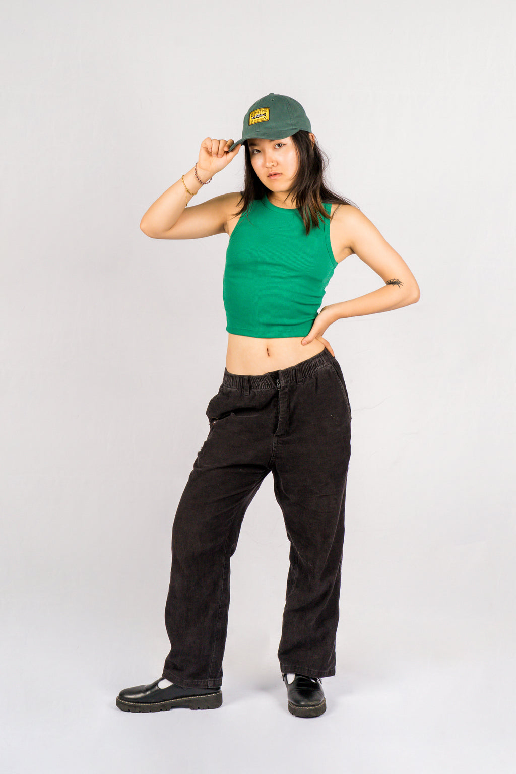 LISA Light Green Regular-Fit Ribbed Tank