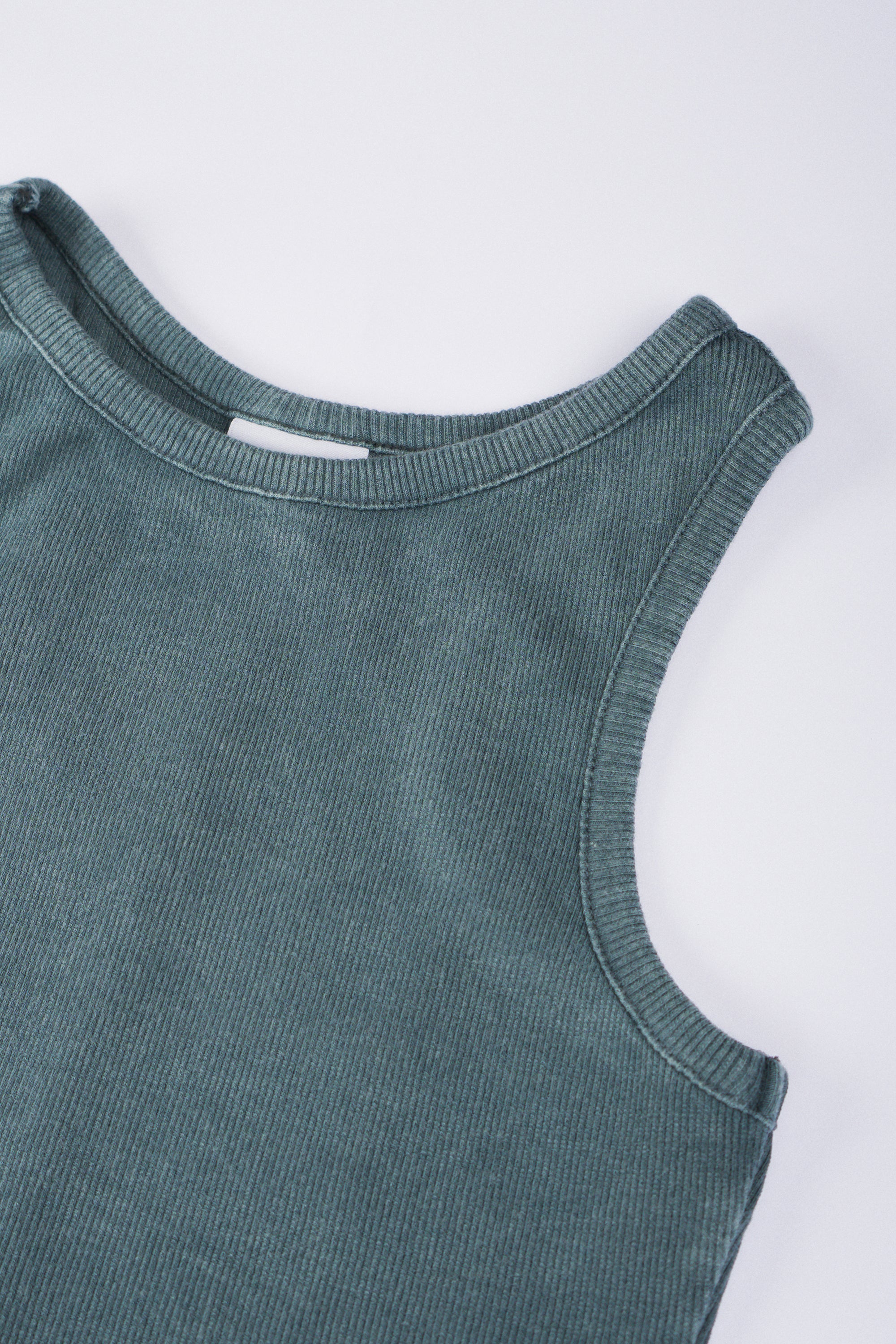LISA Dark Teal Wash Regular-Fit Ribbed Tank