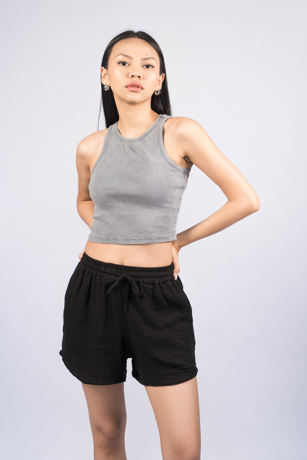 LISA Grey Wash Regular-Fit Ribbed Tank