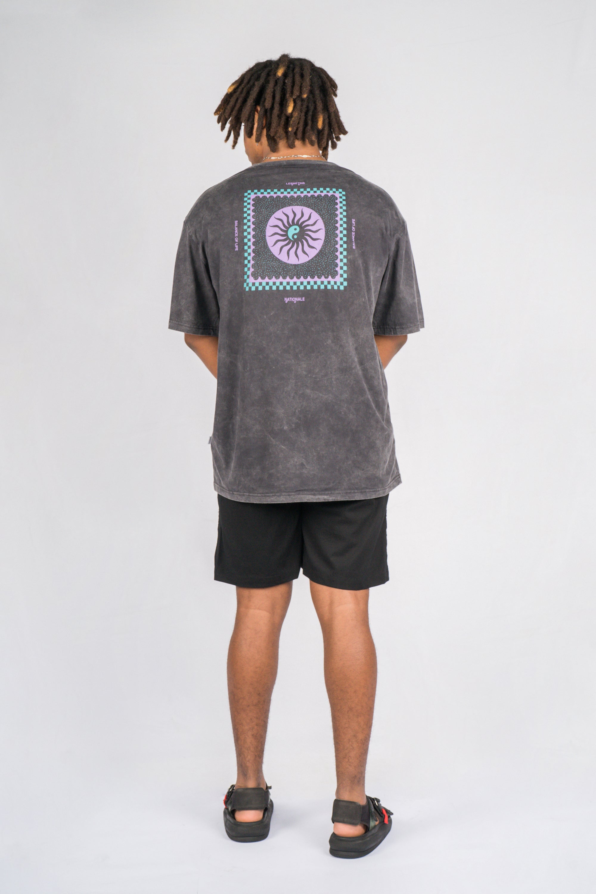 BALANCE Black Wash Relaxed-Fit Tee