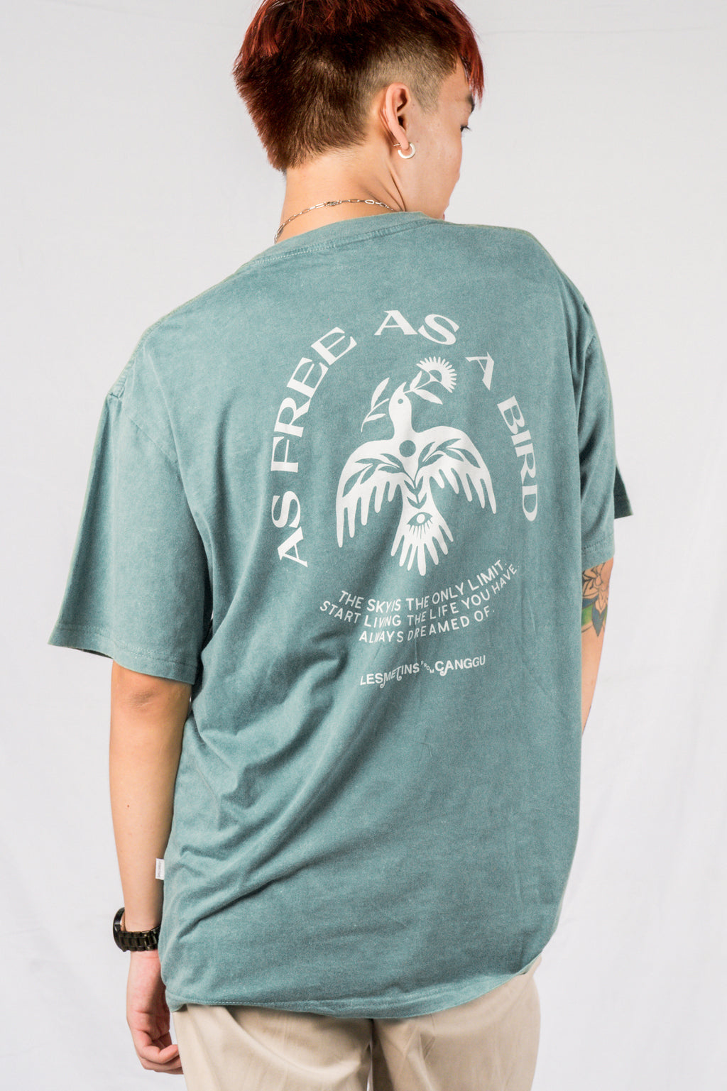 BIRD Olive Green Wash Relaxed-Fit Tee