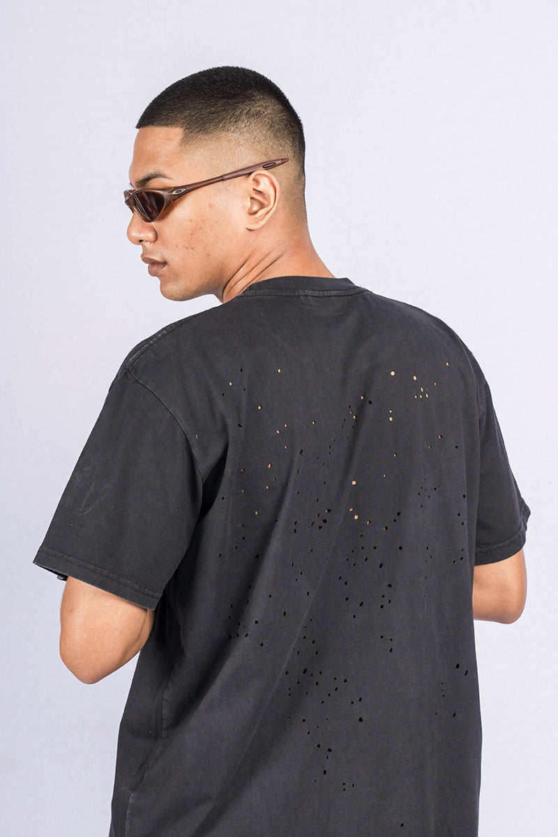 FALCON Black Wash Loose-Fit Tee (Perforated)