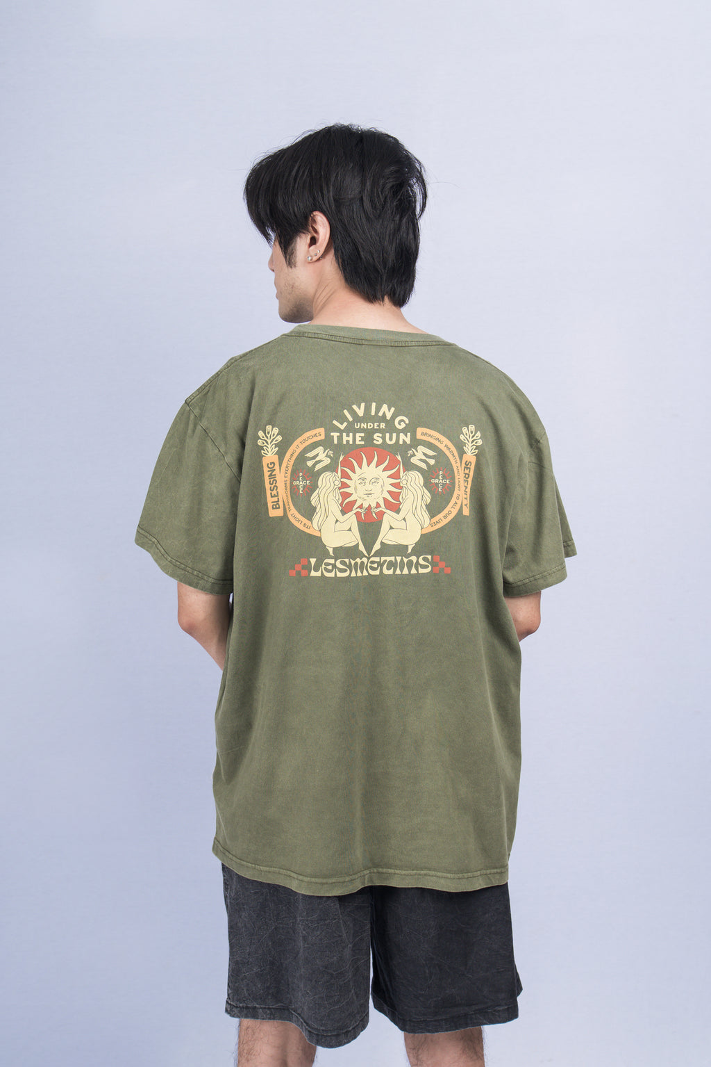 MONA Olive Green Wash Relaxed-Fit Tee
