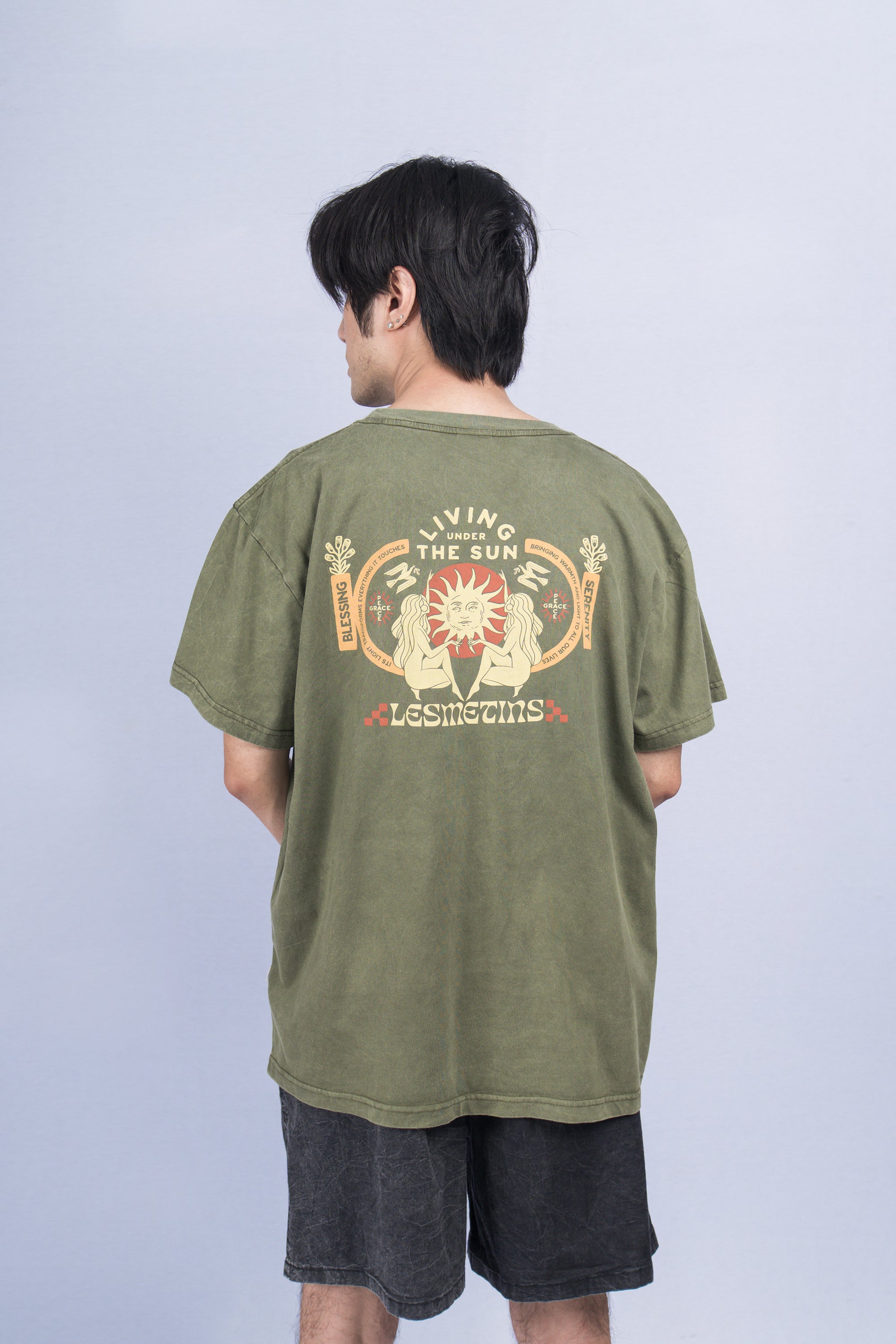 MONA Olive Green Wash Relaxed-Fit Tee