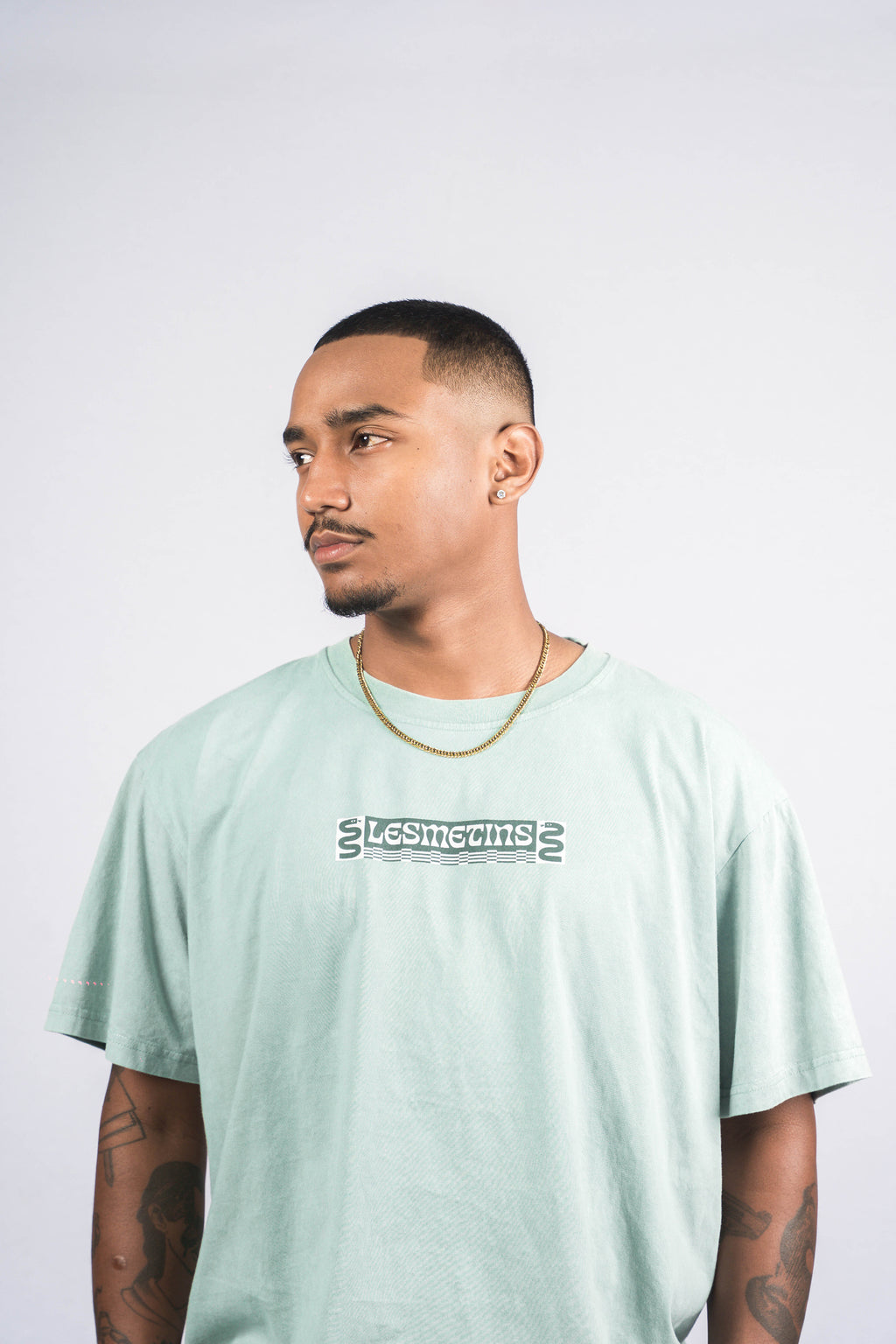 MOZES Light Green Wash Relaxed-Fit Tee