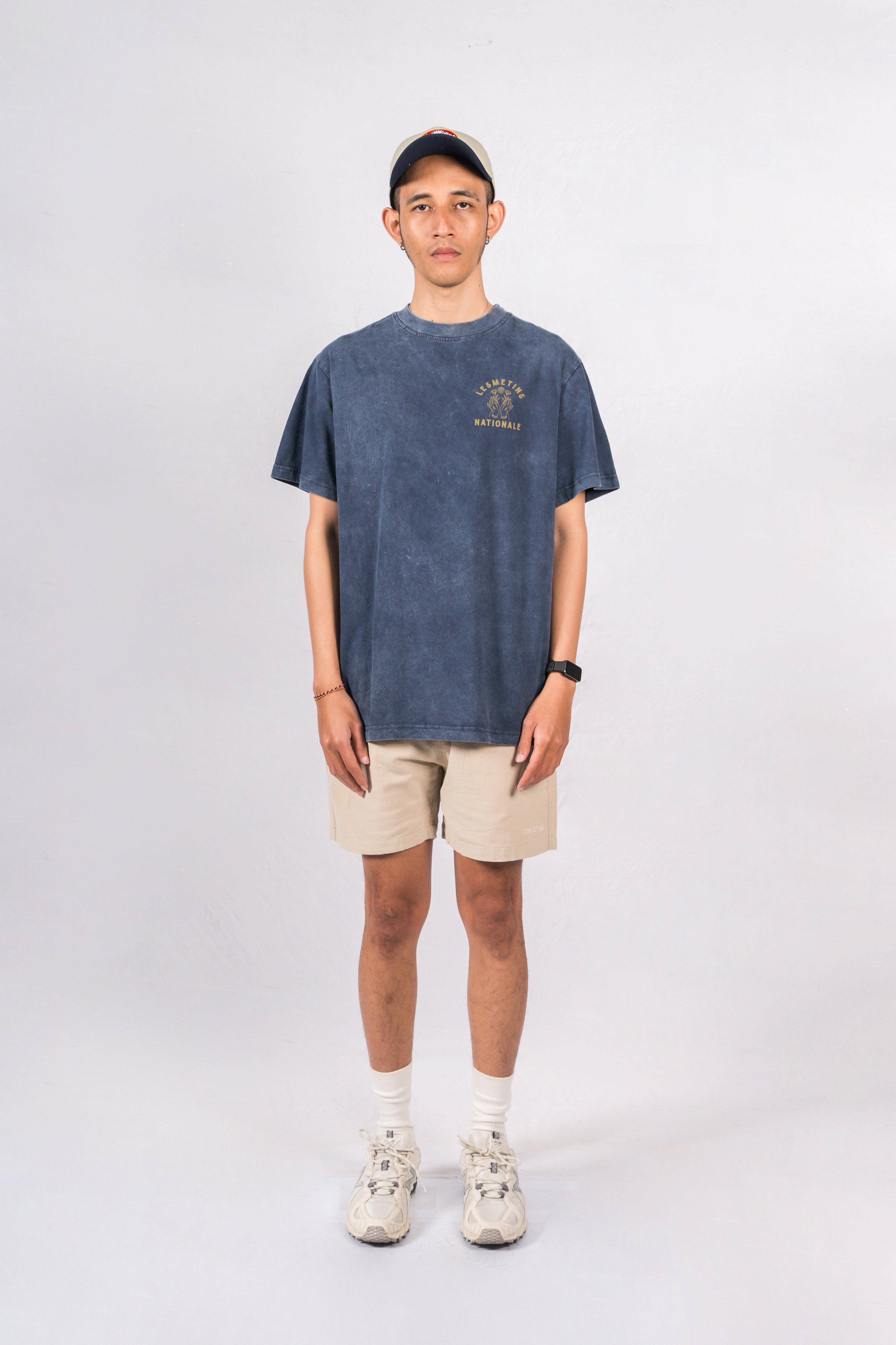 VINCENT Navy Wash Relaxed-Fit Tee