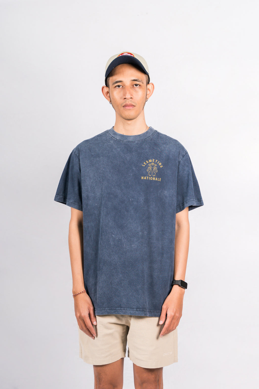 VINCENT Navy Wash Relaxed-Fit Tee