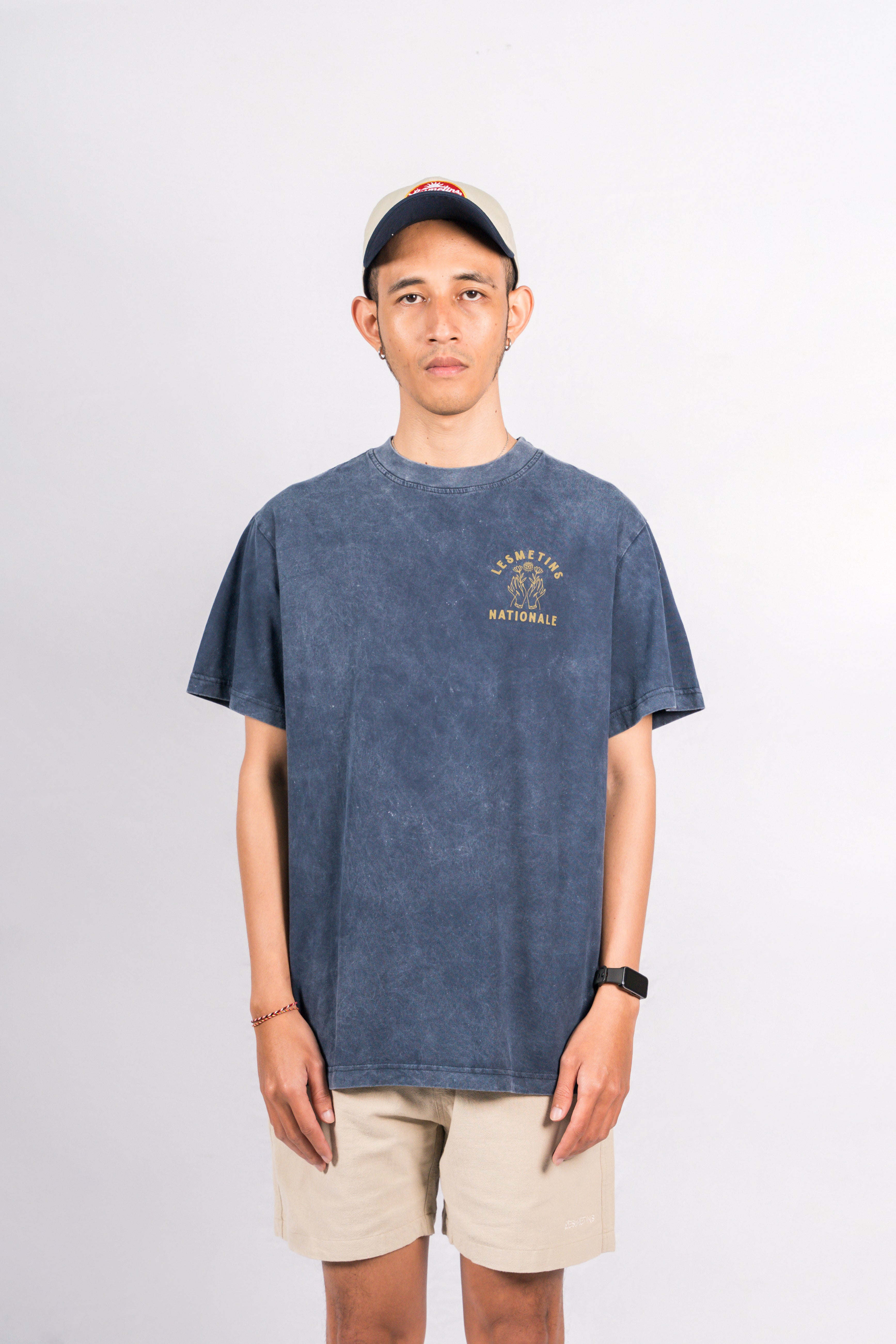 VINCENT Navy Wash Relaxed-Fit Tee