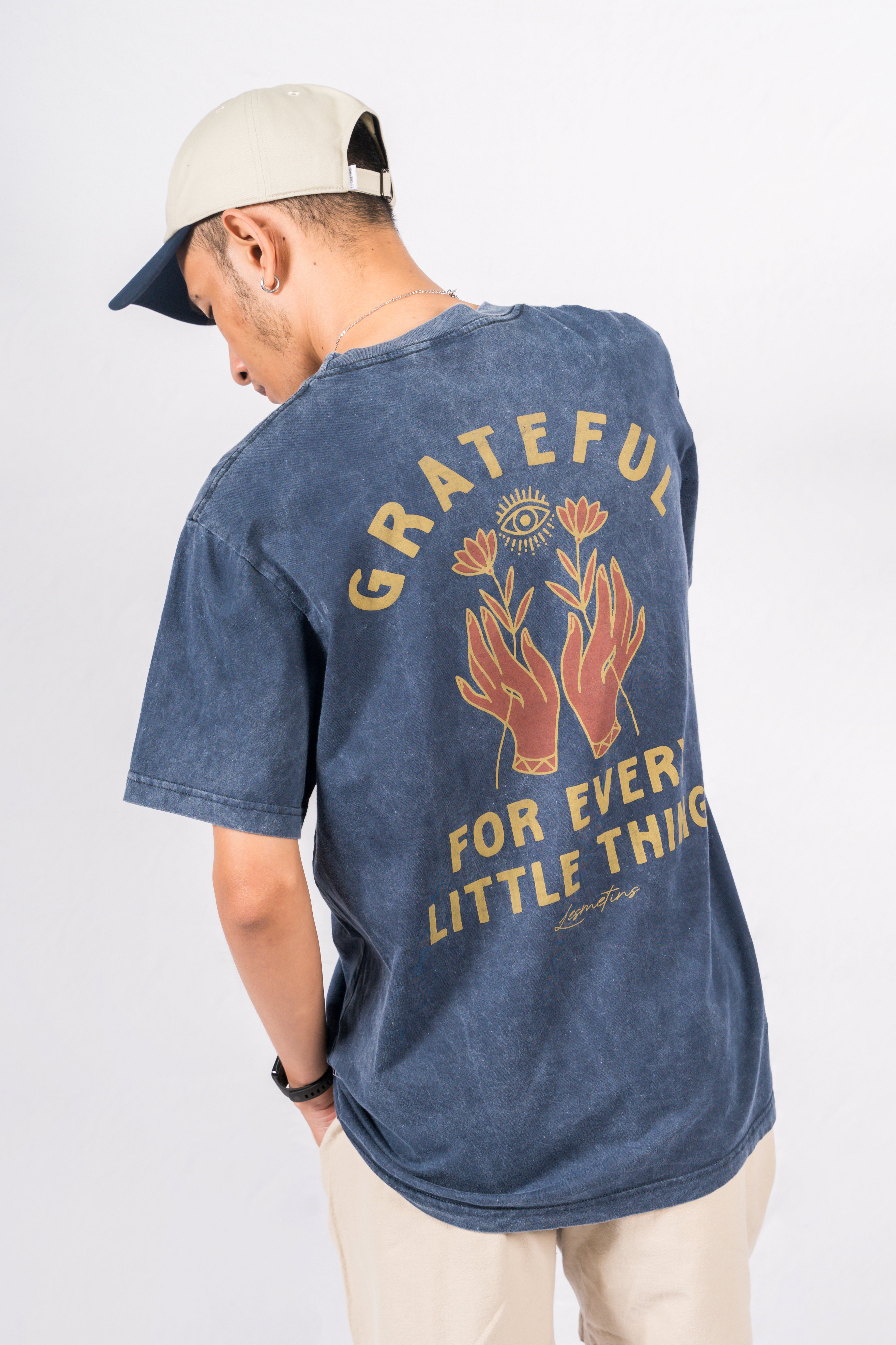 VINCENT Navy Wash Relaxed-Fit Tee