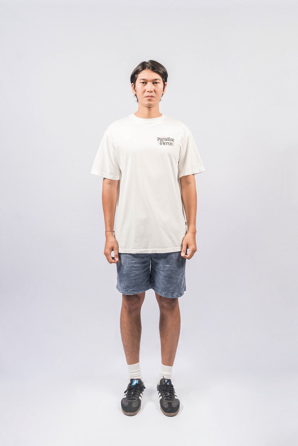 ZAMBIA Off White Wash Relaxed-Fit Tee