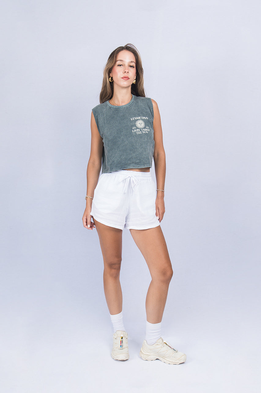 AQUILLA Green Bottle Wash Sleeveless Top