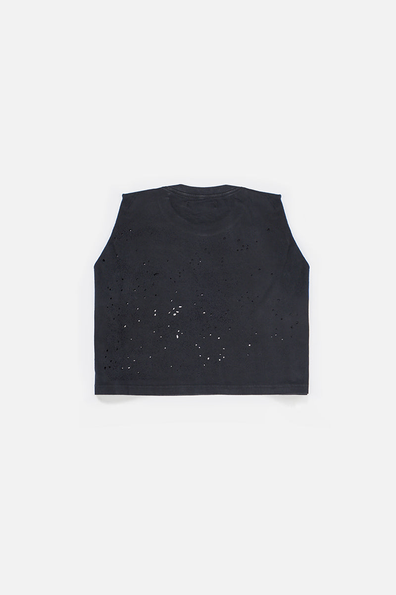 FALCON Black Wash Sleeveless Top (Perforated)