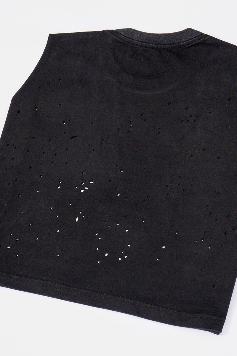 FALCON Black Wash Sleeveless Top (Perforated)