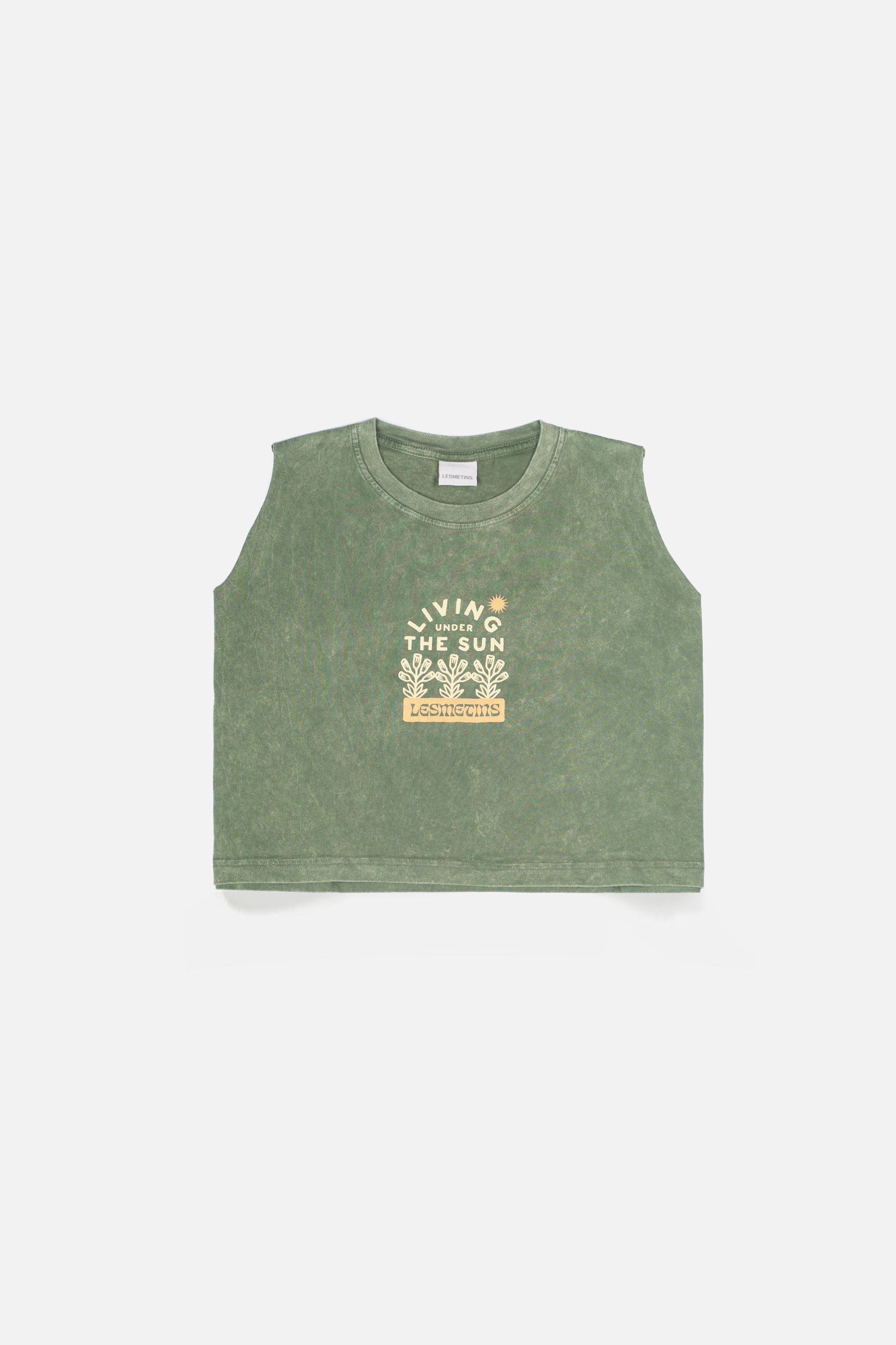MONA Olive Green Wash Sleeveless Top