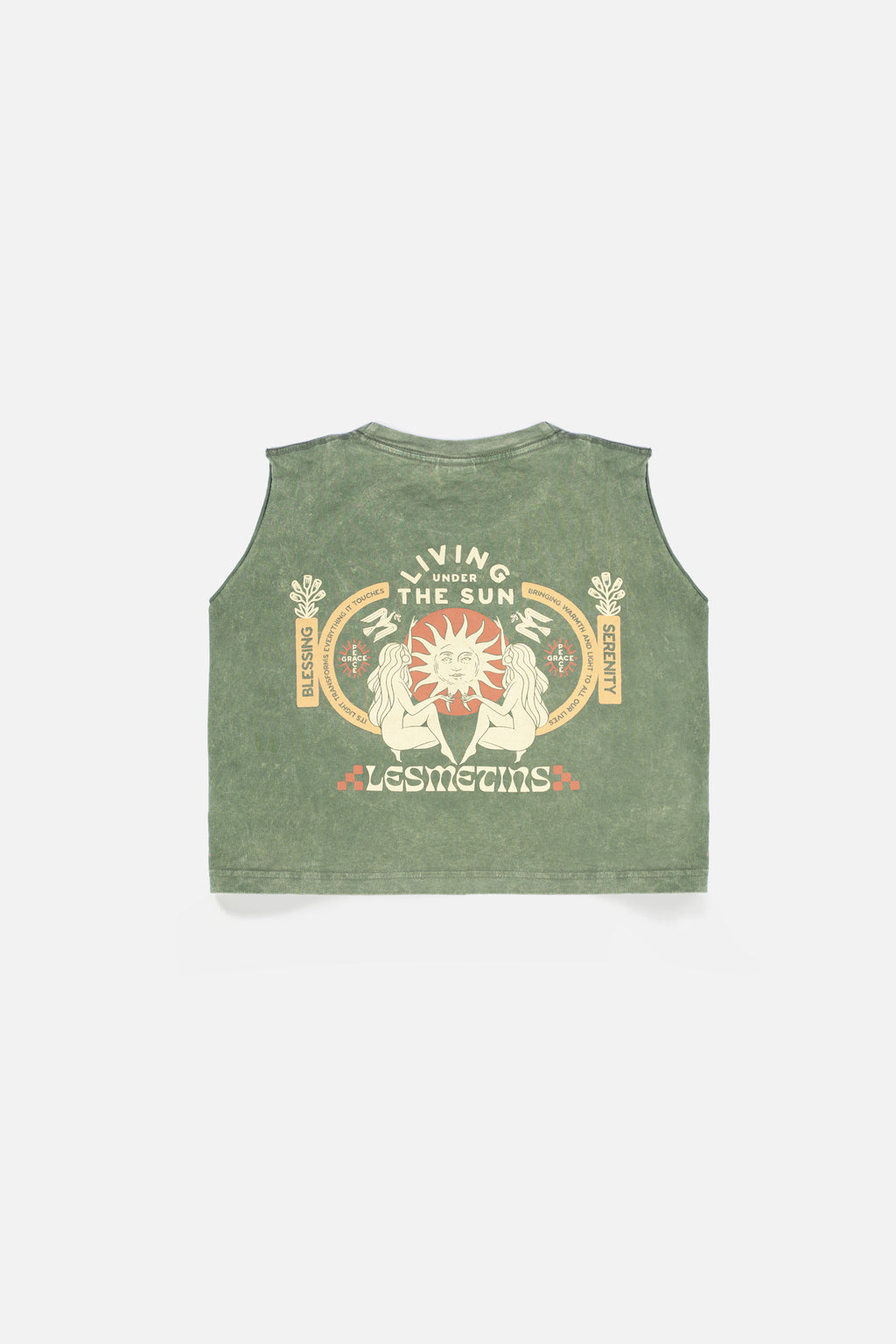 MONA Olive Green Wash Sleeveless Top