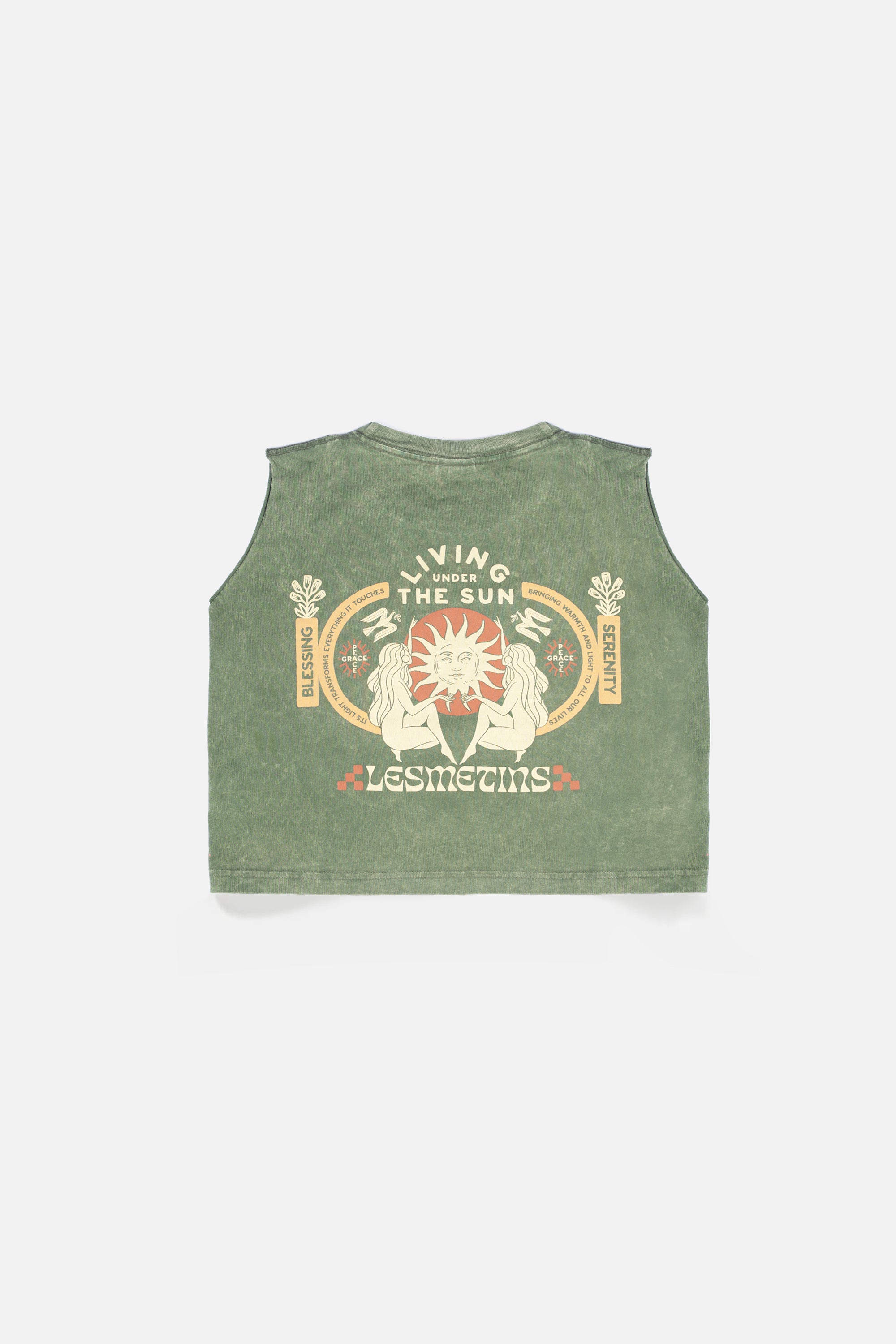 MONA Olive Green Wash Sleeveless Top