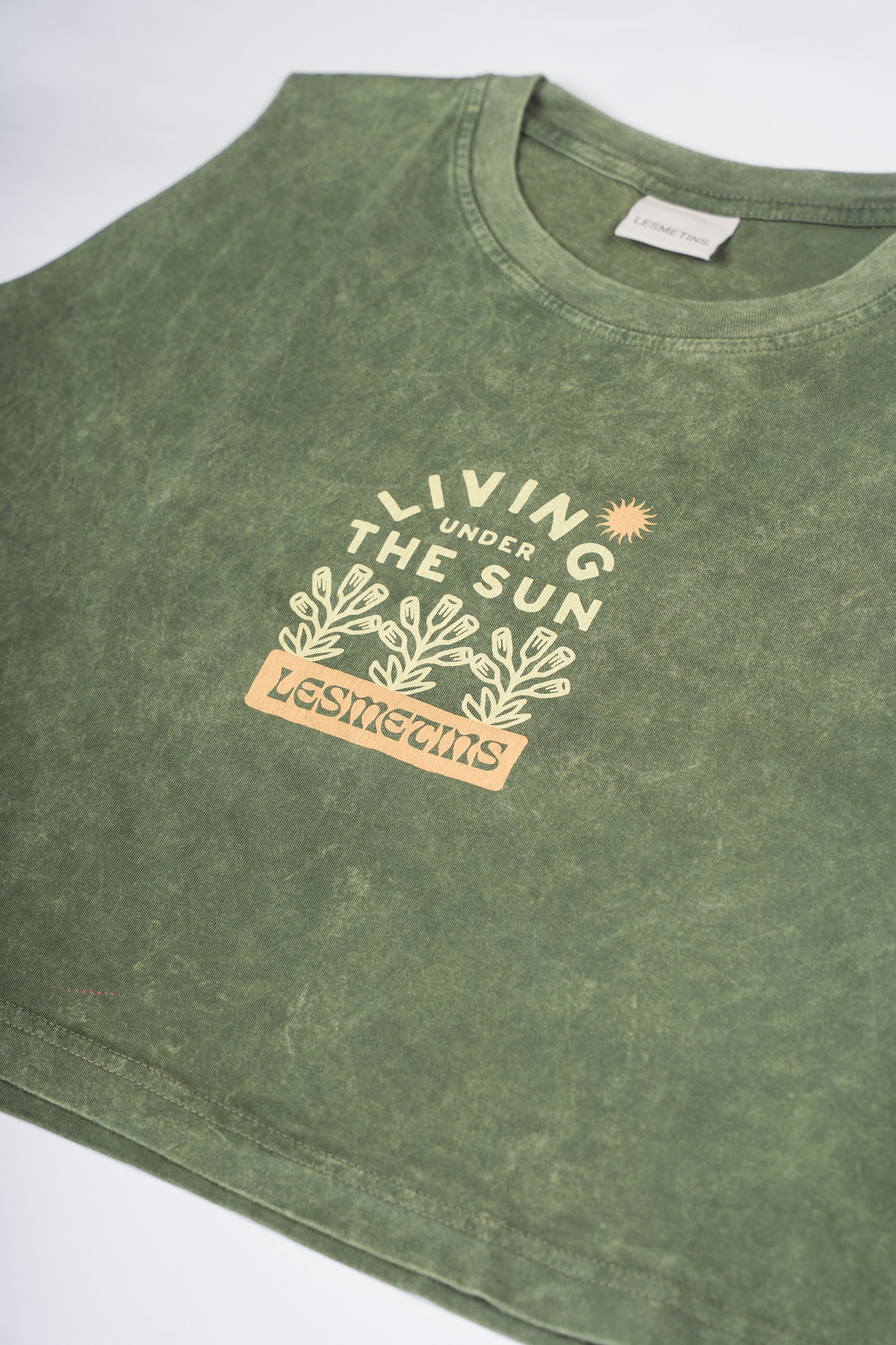 MONA Olive Green Wash Sleeveless Top