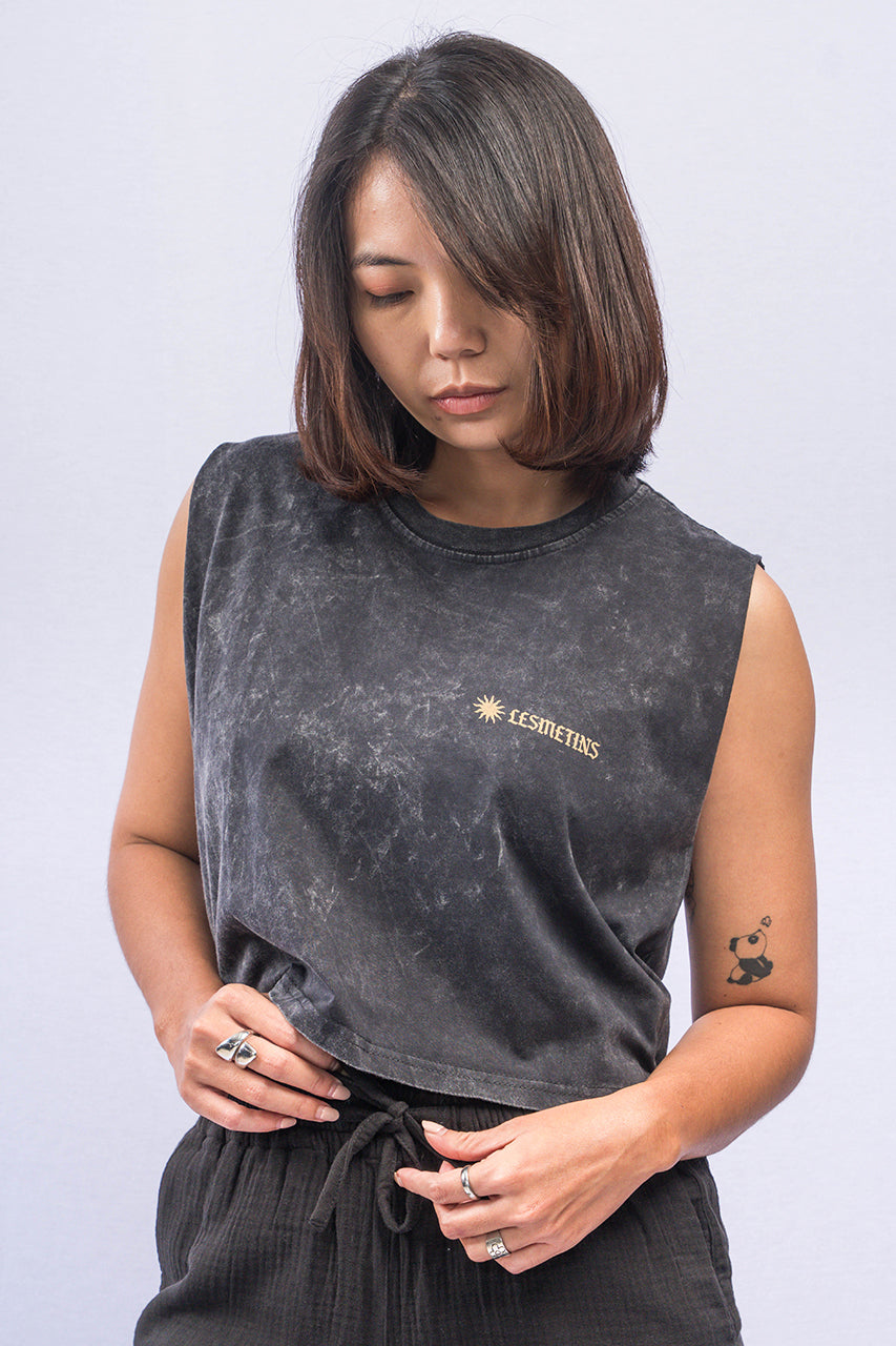 PAOLO Black Wash Sleeveless Top