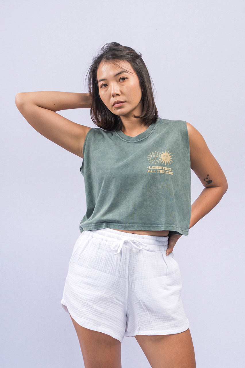 SUNS Green Bottle Wash Sleeveless Top