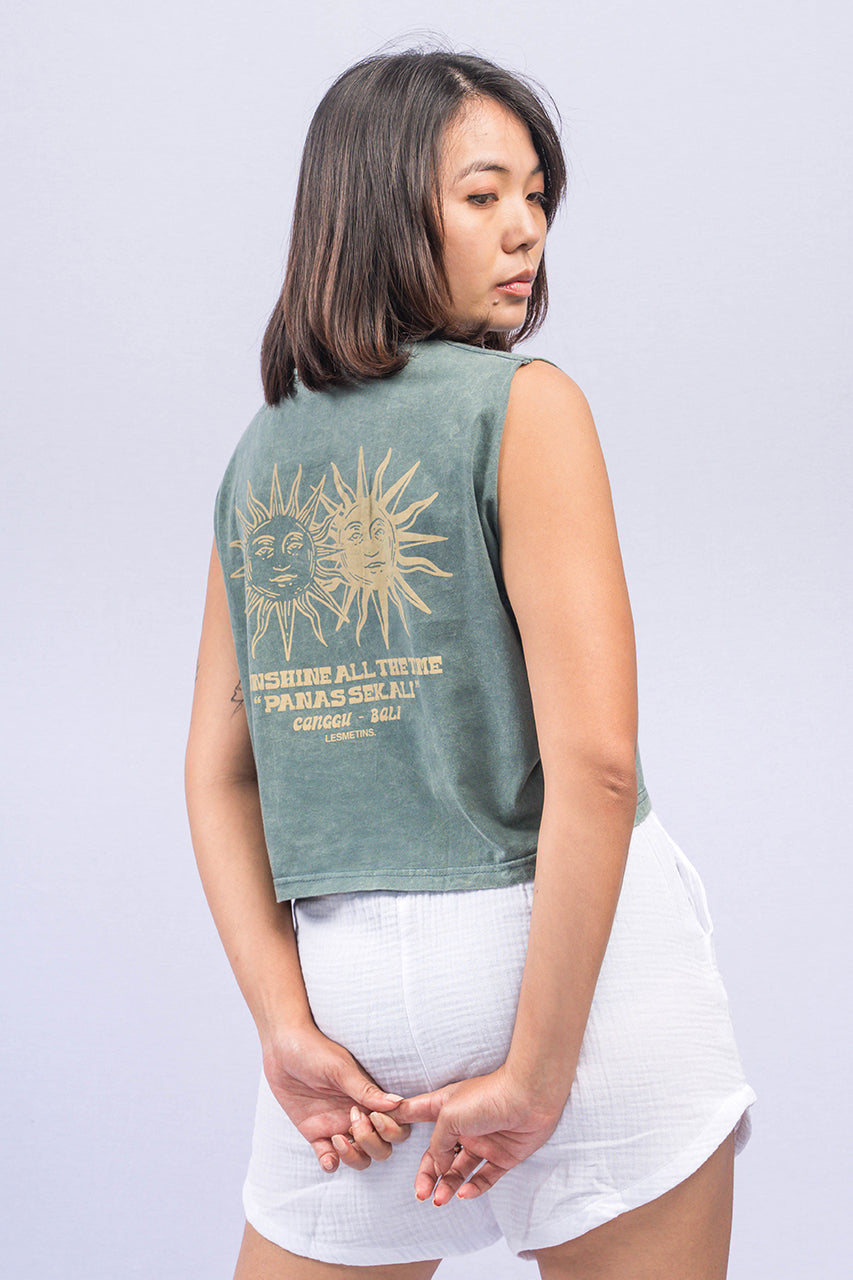 SUNS Green Bottle Wash Sleeveless Top