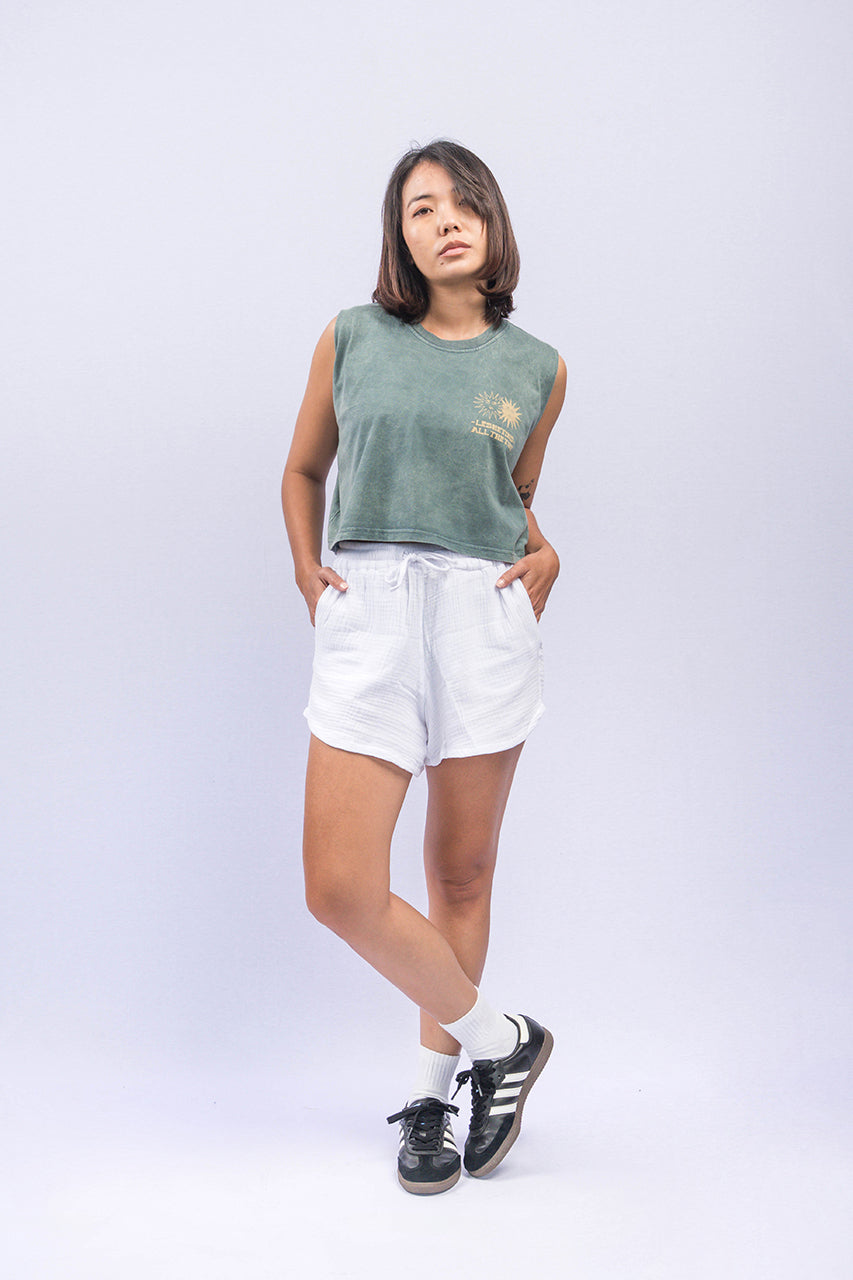 SUNS Green Bottle Wash Sleeveless Top