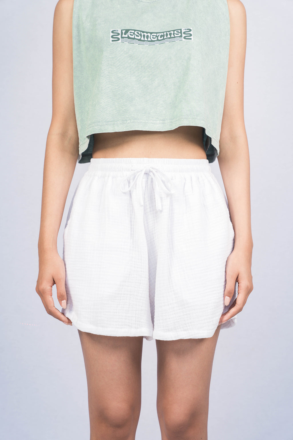 LINA White Regular-Fit Sweat Shorts