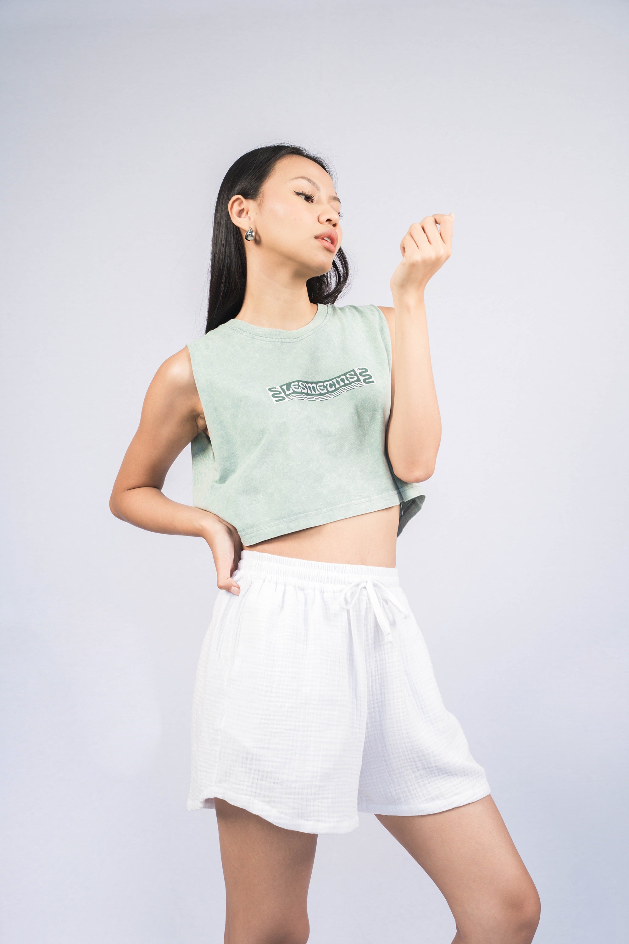 LINA White Regular-Fit Sweat Shorts