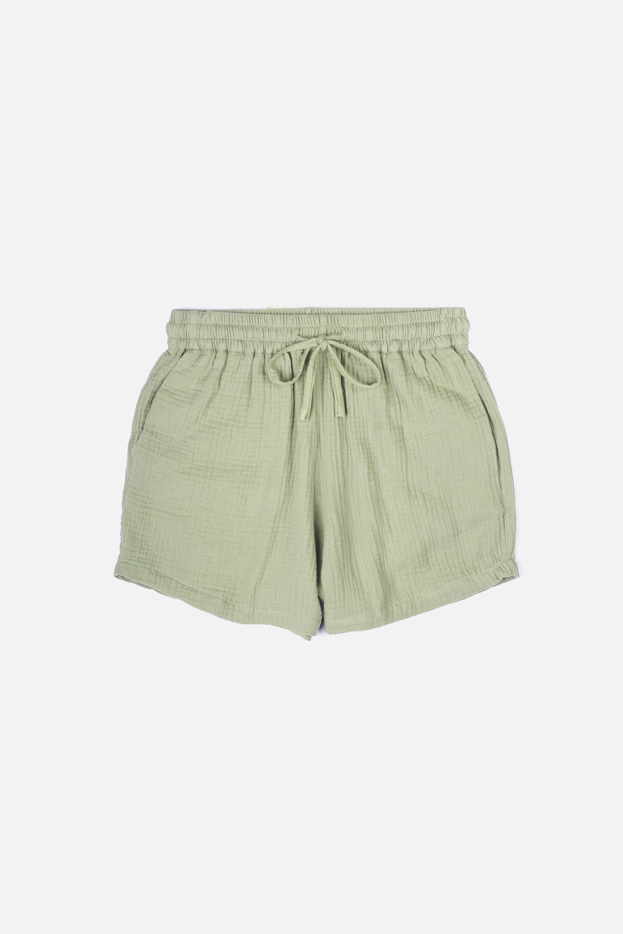 LINA Olive Green Regular-Fit Sweat Shorts